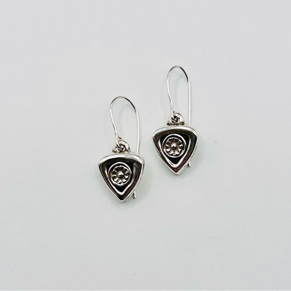 Solid Sterling Silver Rotary Engine Dangle Earrin… - image 1